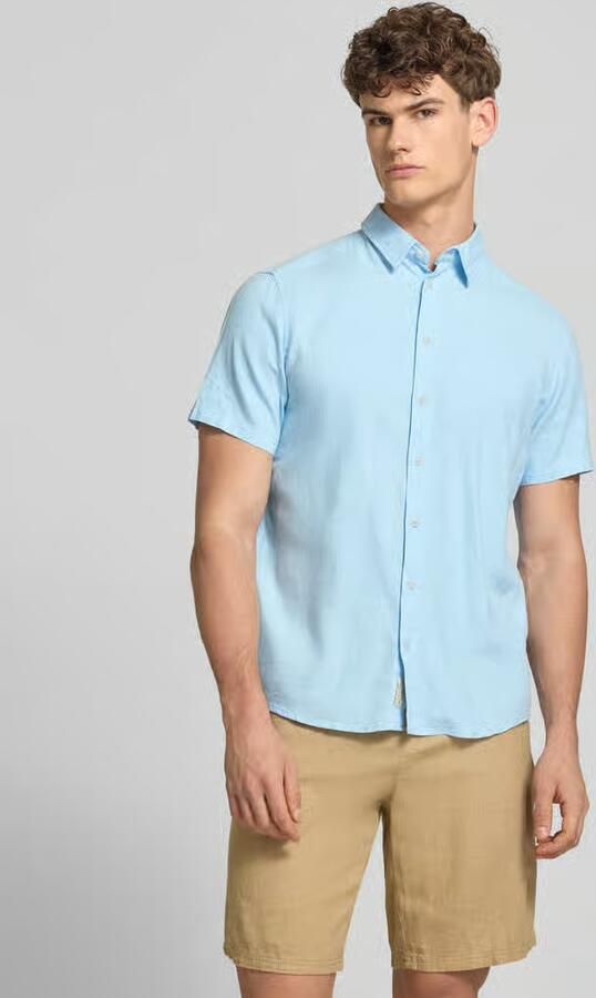 Blend slim fit linnen overhemd met viscose model 'Bobby' - Foto 3
