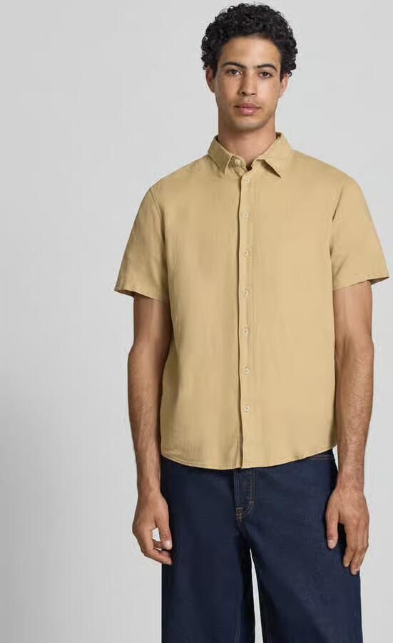 Blend slim fit linnen overhemd met viscose model 'Bobby' - Foto 3