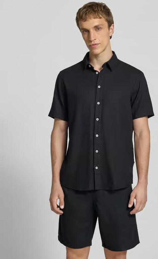 Blend slim fit linnen overhemd met viscose model 'Bobby' - Foto 4