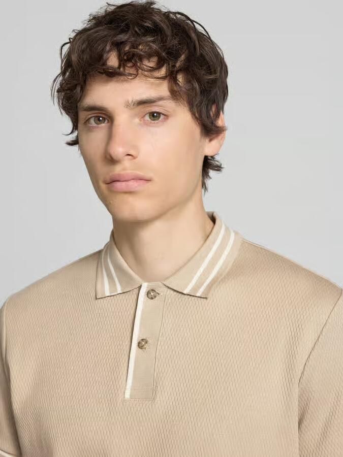 Blend slim fit poloshirt met structuurpatroon model 'FABLE'