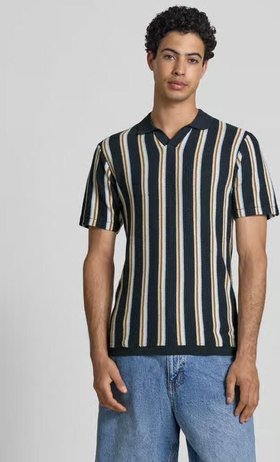 Blend slim fit poloshirt met V-hals model 'AMOS' - Foto 4