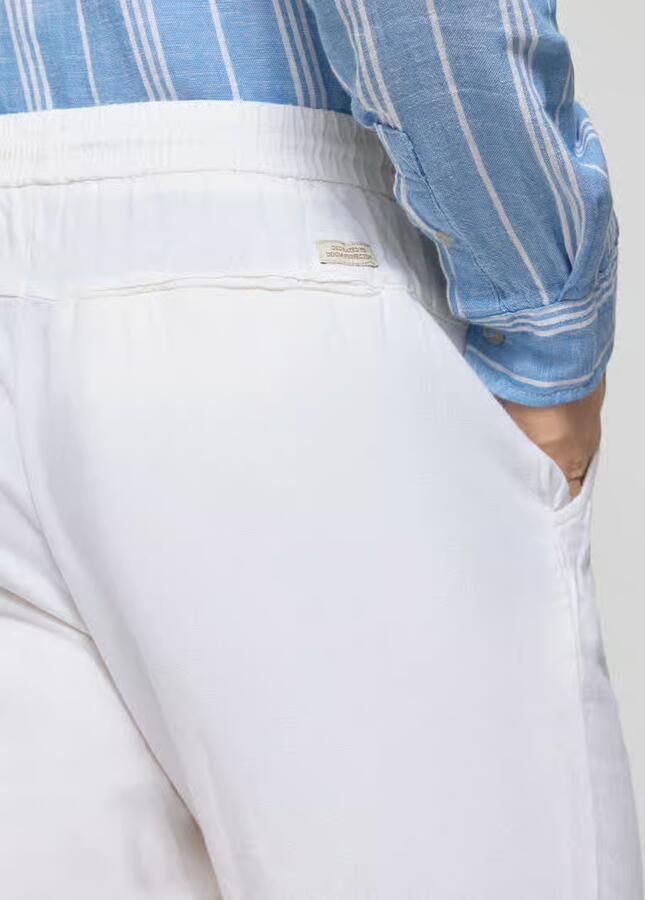 Blend wide fit linnen broek met viscosegehalte model 'Malvin' - Foto 4
