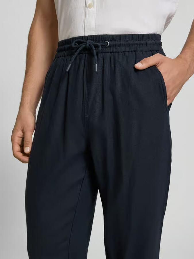 Blend wide fit linnen broek met viscosegehalte model 'Malvin' - Foto 4