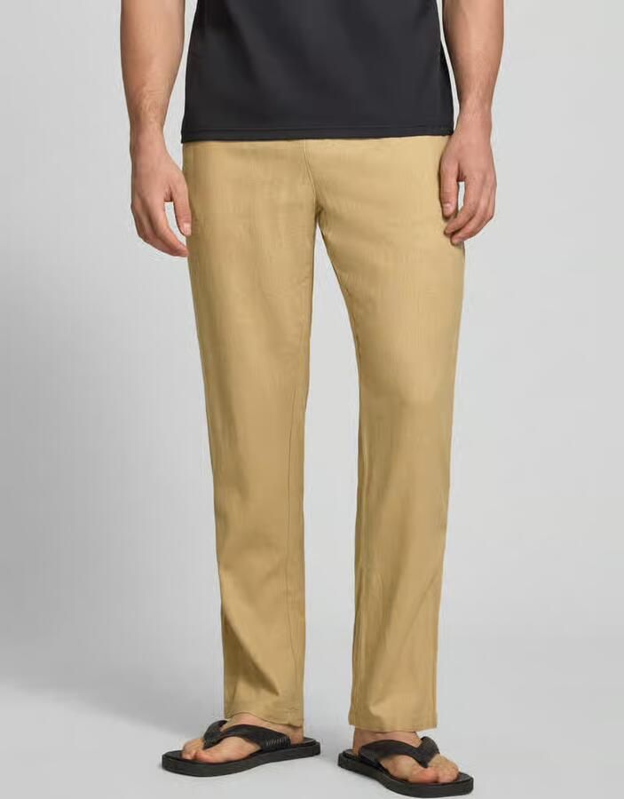 Blend wide fit linnen broek met viscosegehalte model 'Malvin' - Foto 4