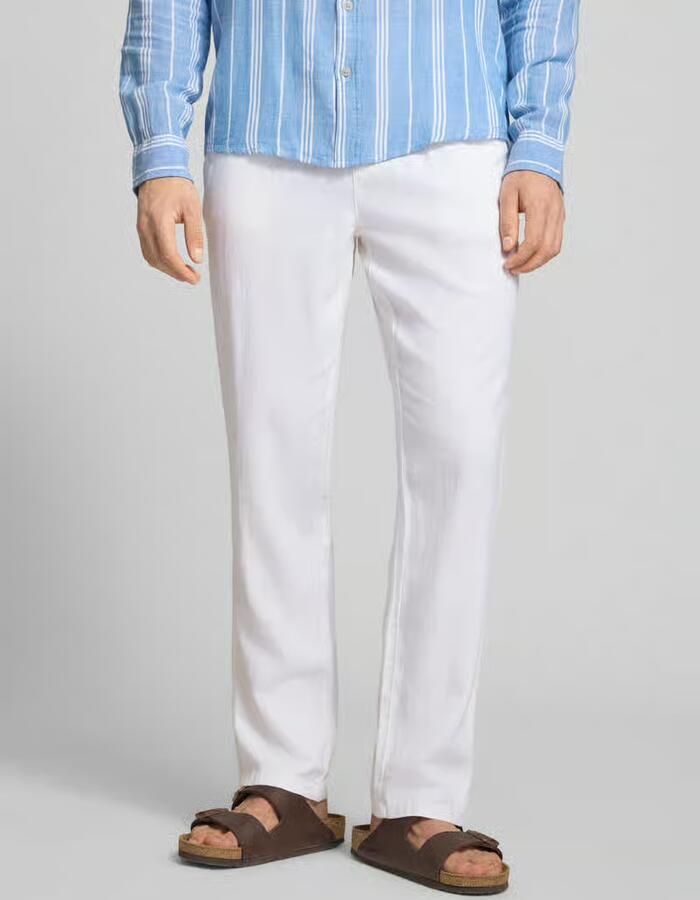 Blend wide fit linnen broek met viscosegehalte model 'Malvin' - Foto 6
