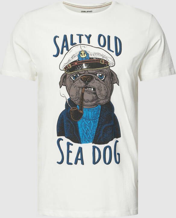 Blend T-shirt met motief- en statementprint model 'SEE DOG'