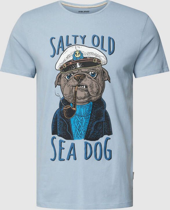 Blend T-shirt met motief- en statementprint model 'SEE DOG'