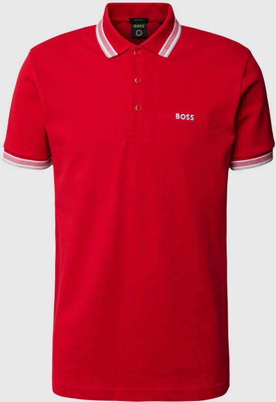 BOSS Green Regular fit poloshirt met labelstitching model 'Paddy'