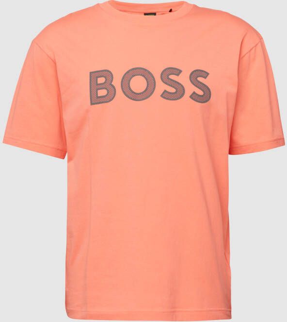 BOSS Athleisurewear T-shirt met labelprint model 'Teeos'