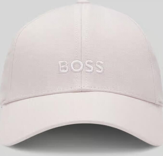 Boss Baseballpet van puur linnen met labelstitching