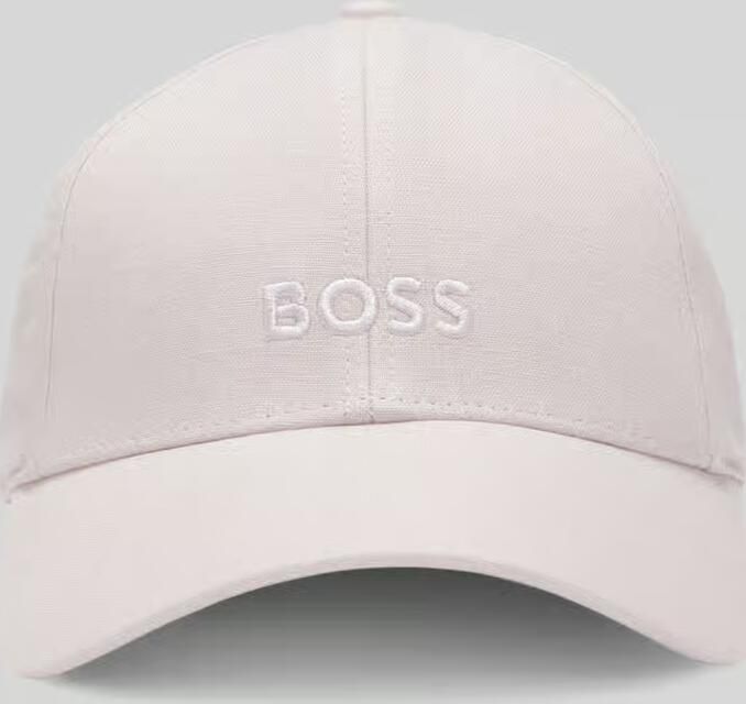 Boss Baseballpet van puur linnen met labelstitching