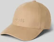 Boss Baseballpet van puur linnen met labelstitching