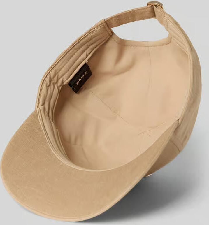 Boss Baseballpet van puur linnen met labelstitching