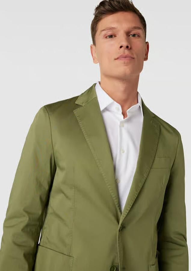 Hugo Boss Groene Katoenen Single-Breasted Jas Green Heren