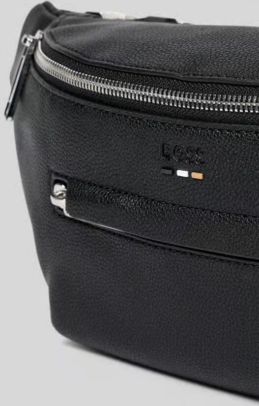 Hugo Boss Gestructureerde PU Leren Heuptas Zwart Black Heren