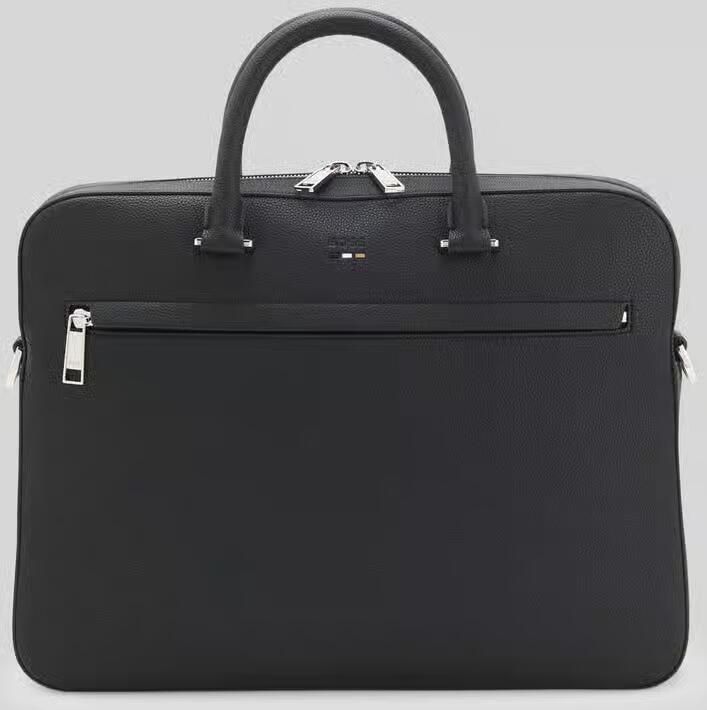 Hugo Boss Zwarte Documententas met Dubbele Rits Black Heren