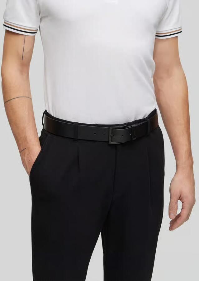 Hugo Boss Minimalistische Leren Riem met Logo Zwart Black Heren