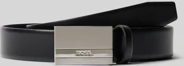 Hugo Boss Italiaans Leren Riem met Logo Gravure Black Heren - Foto 2