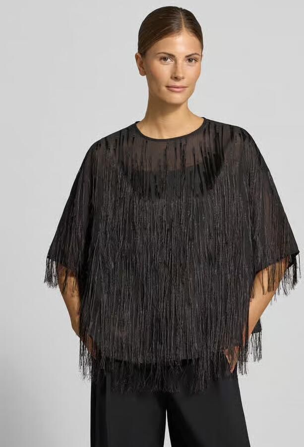 Boss Loose fit blouse met korte mouwen met franjes model 'Bafray' - Foto 2