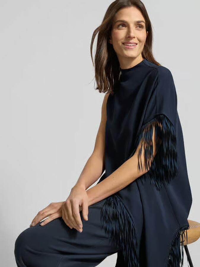 Boss Loose fit poncho met lange franjes model 'BADIVA' - Foto 2