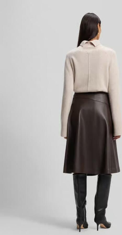 Boss midi-rok van lamsnappa met op de taille - Foto 3