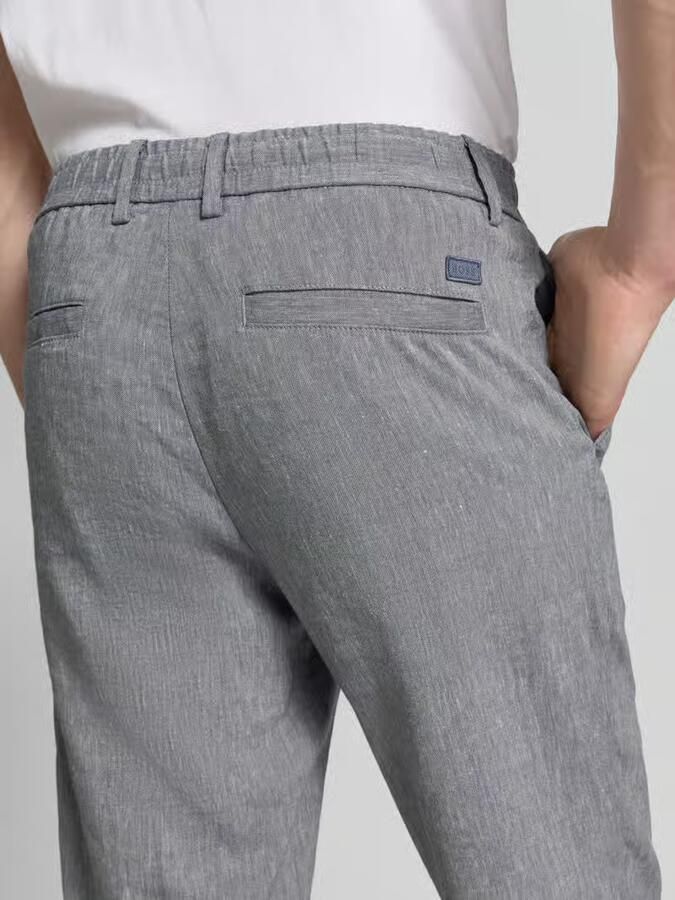 Boss Modern fit straight leg broek van linnenmix model 'KANE1'