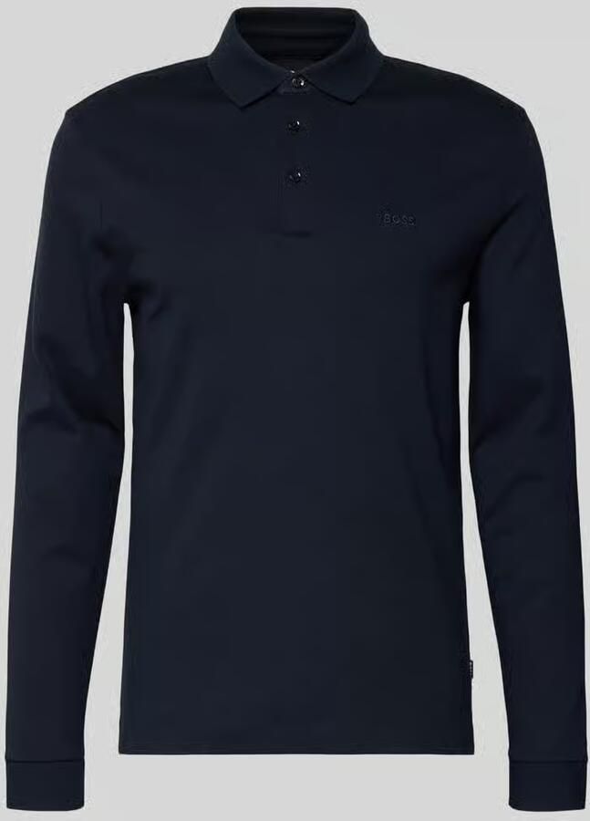 Hugo Boss Organisch Katoenen Longsleeve met Platgebreide Kraag Blue Heren - Foto 3
