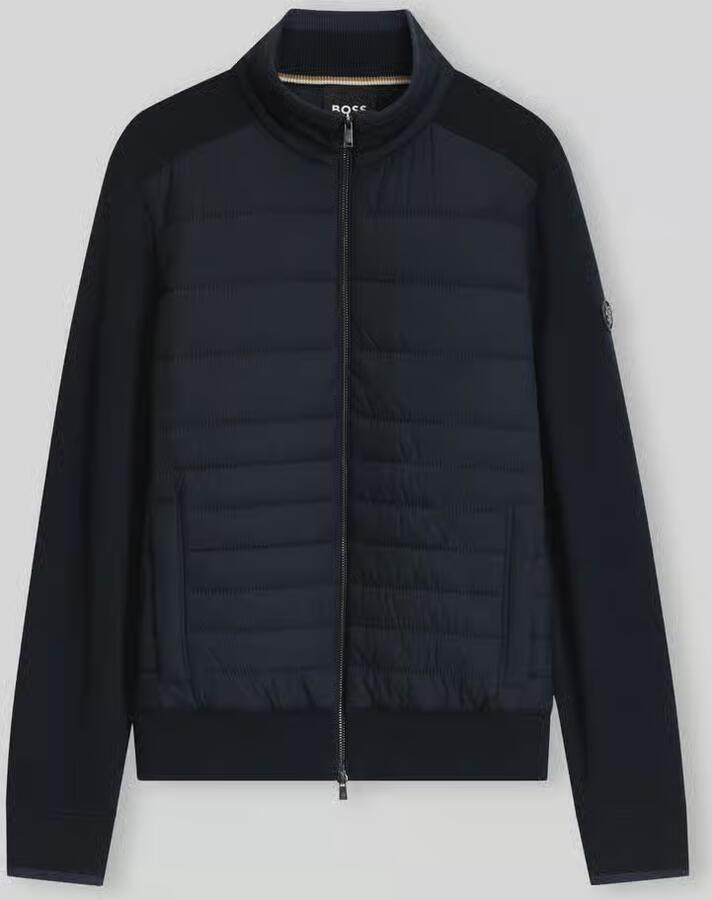 Boss regular fit gebreid jack van mix van katoen en scheerwol model 'H-Facente'