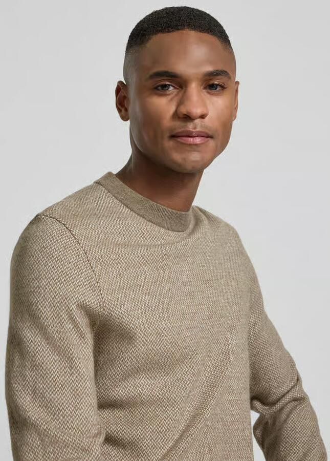 Boss Regular fit gebreide pullover van een mix van katoen en scheerwol model 'HESTRO' - Foto 2