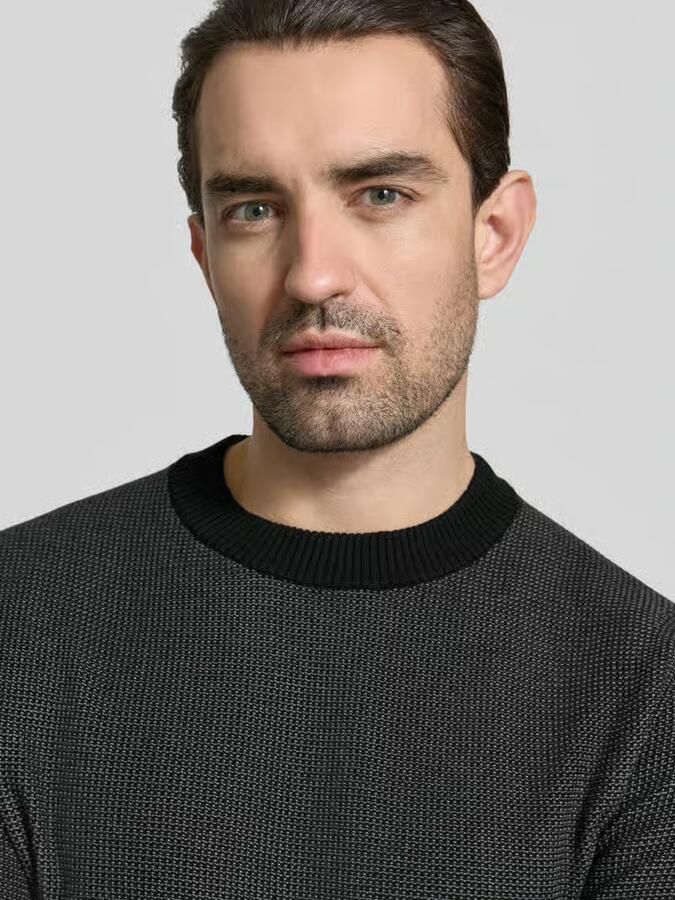 Boss Regular fit gebreide pullover van een mix van katoen en scheerwol model 'HESTRO' - Foto 2