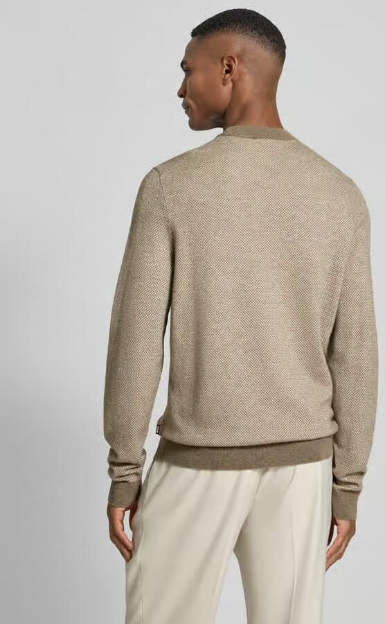 Boss Regular fit gebreide pullover van een mix van katoen en scheerwol model 'HESTRO' - Foto 4