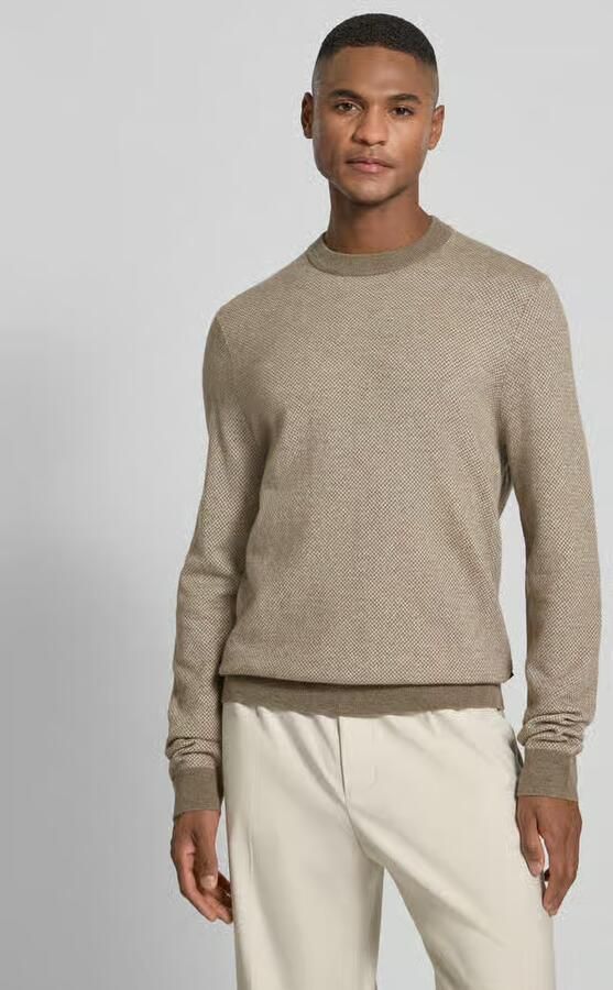 Boss Regular fit gebreide pullover van een mix van katoen en scheerwol model 'HESTRO' - Foto 3