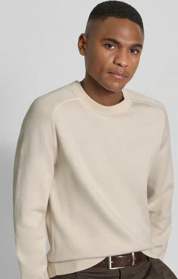 Boss Regular fit gebreide pullover van een mix van katoen en scheerwol model 'HIDONEO' - Foto 2