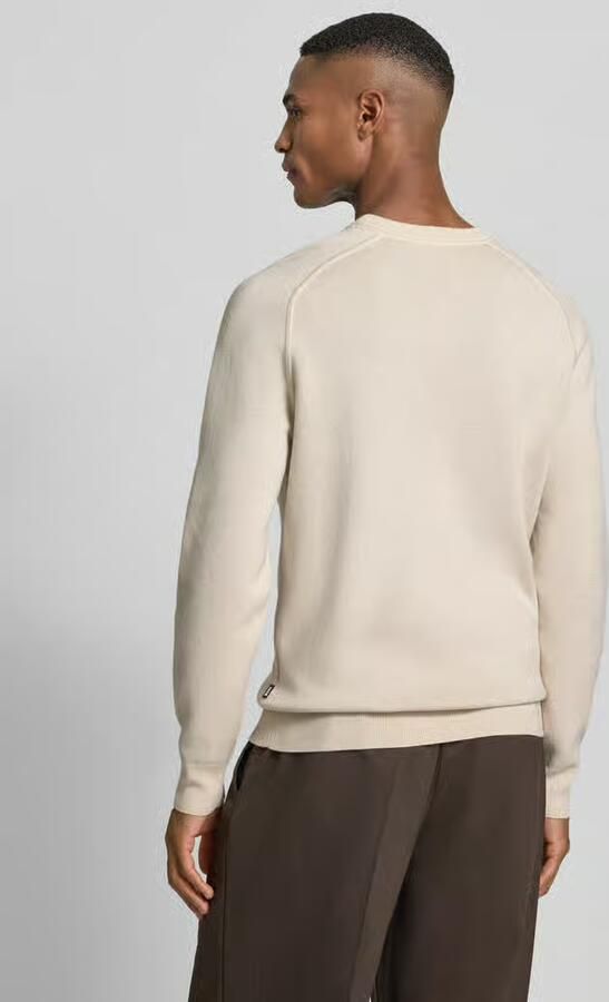 Boss Regular fit gebreide pullover van een mix van katoen en scheerwol model 'HIDONEO' - Foto 3