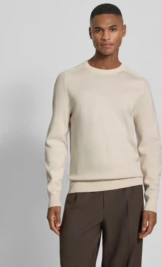 Boss Regular fit gebreide pullover van een mix van katoen en scheerwol model 'HIDONEO' - Foto 4