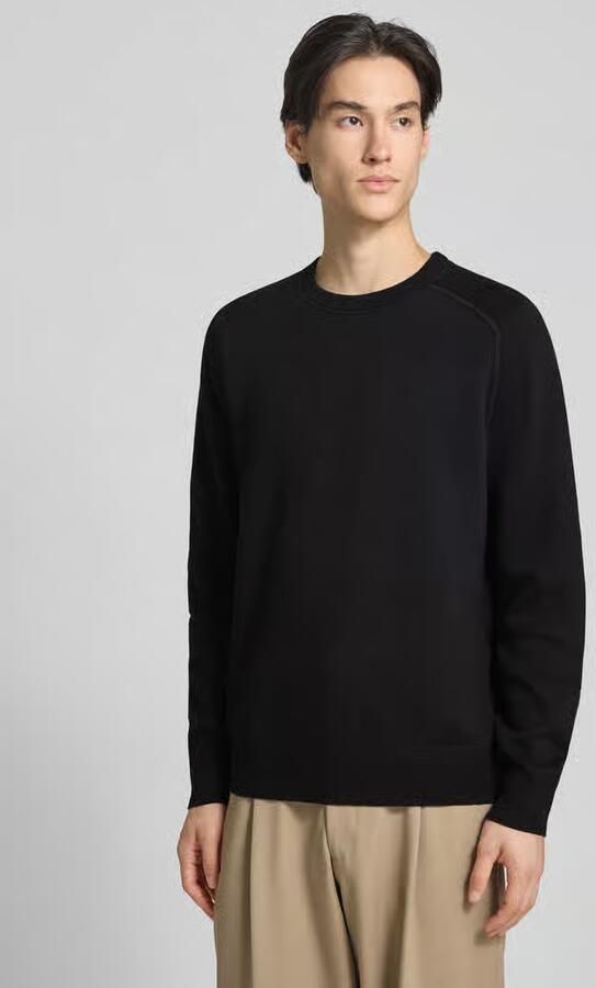 Boss Regular fit gebreide pullover van een mix van katoen en scheerwol model 'HIDONEO' - Foto 2
