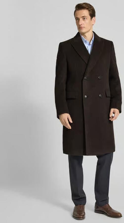 Boss Regular fit lange wollen jas van alpacamix model 'HYDE-DB-PEAK-254' - Foto 2