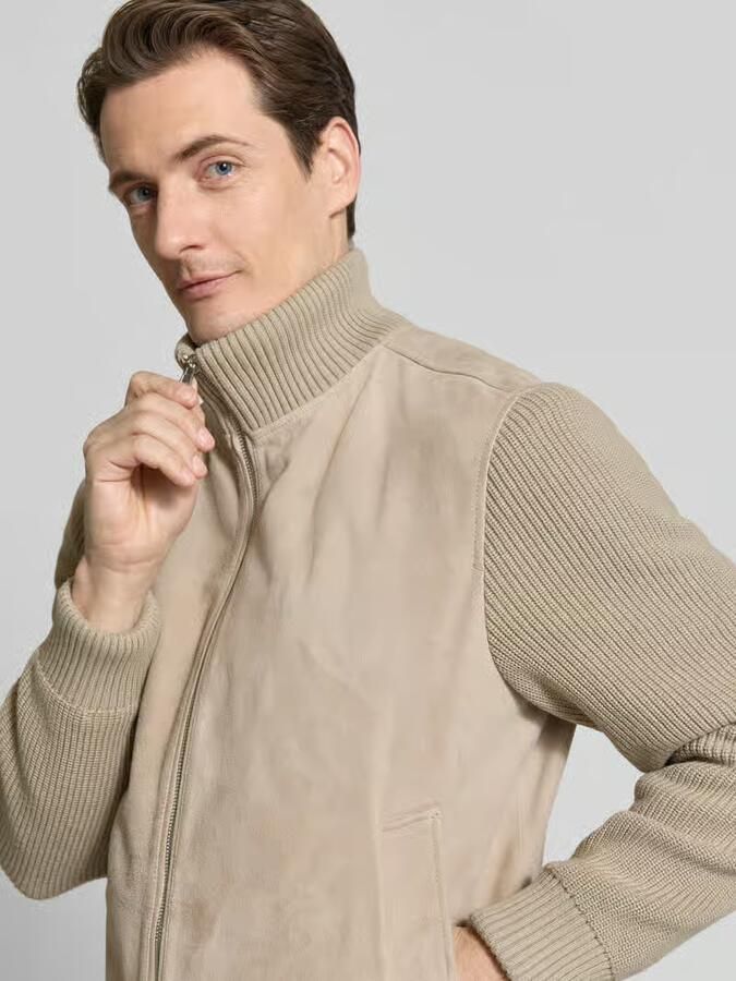 Boss regular fit leren jack van chevreau-suède model 'M-MAVEN'