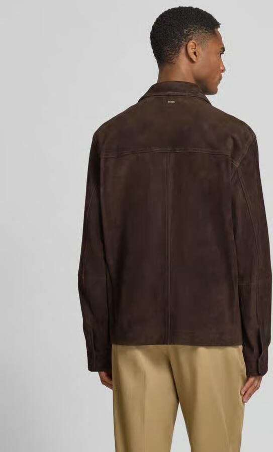 Boss regular fit leren jack van echt geitenleer model 'C-MOLOT'