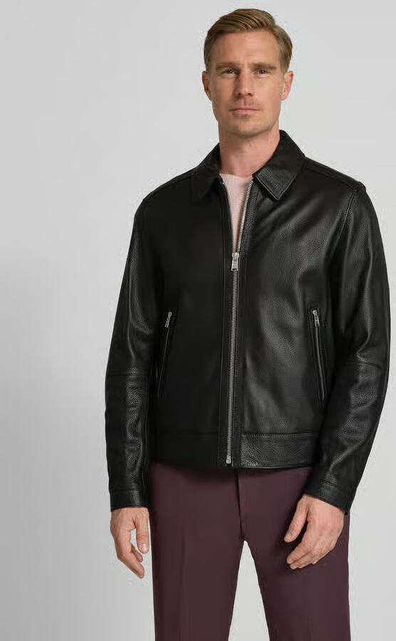 Boss Regular fit leren jack van echt lamsleer model 'MAPSON4' - Foto 4