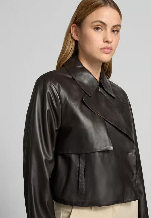 Boss regular fit leren jack van echt lamsleer model 'SARCAE'