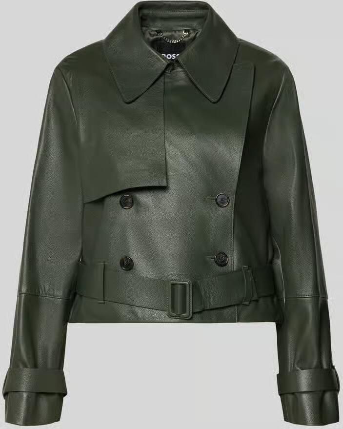 Boss regular fit leren jack van echt lamsleer model 'Satela1'
