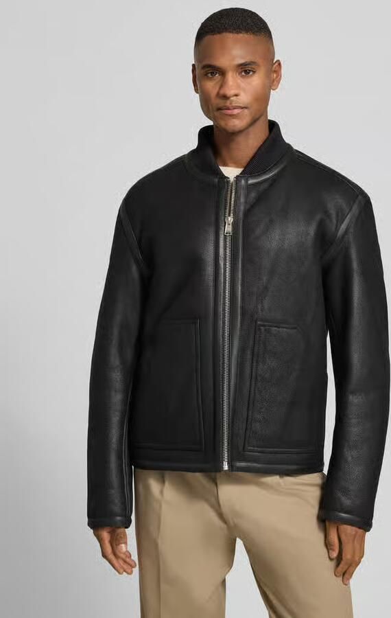 Boss Regular fit leren jack van echt lamswol model 'MAFERO' - Foto 3