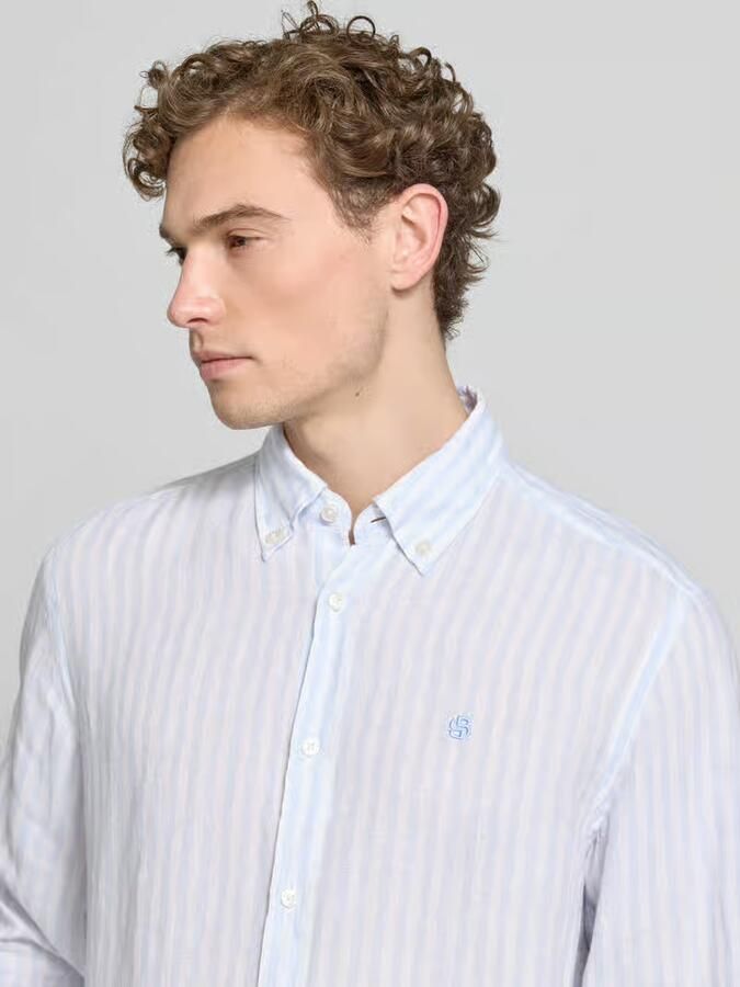 Boss regular fit linnen overhemd met button-downkraag model 'H-LIAM-BD'