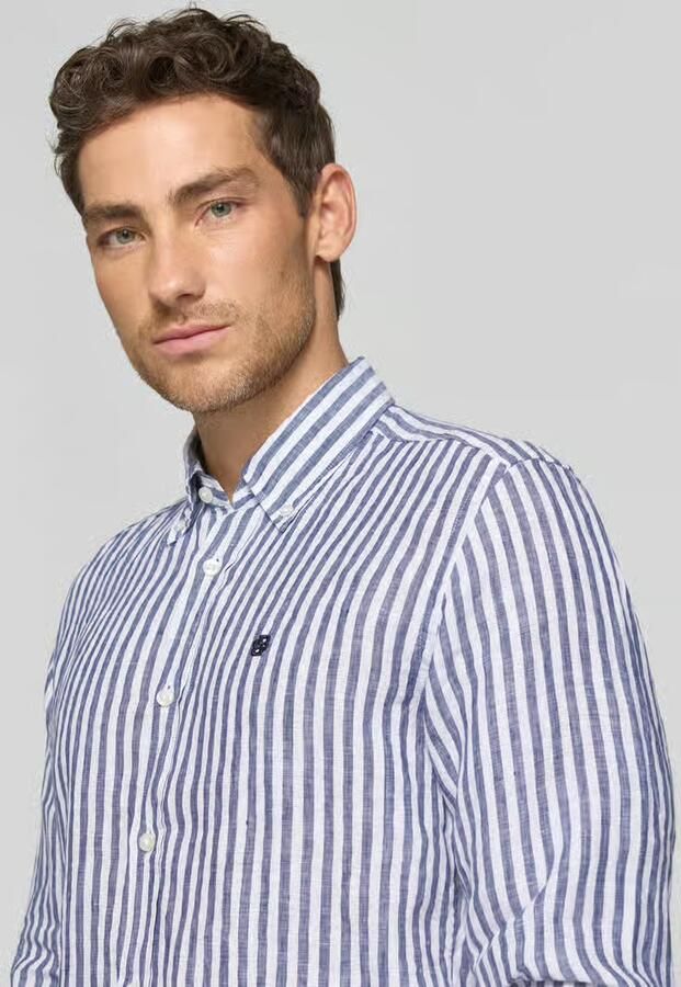 Boss regular fit linnen overhemd met button-downkraag model 'H-LIAM-BD'