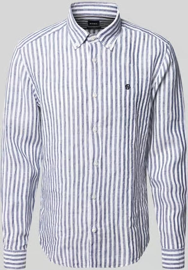 Boss regular fit linnen overhemd met button-downkraag model 'H-LIAM-BD' - Foto 2