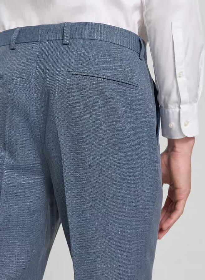 Boss regular fit pantalon van linnenmix model 'LEON'
