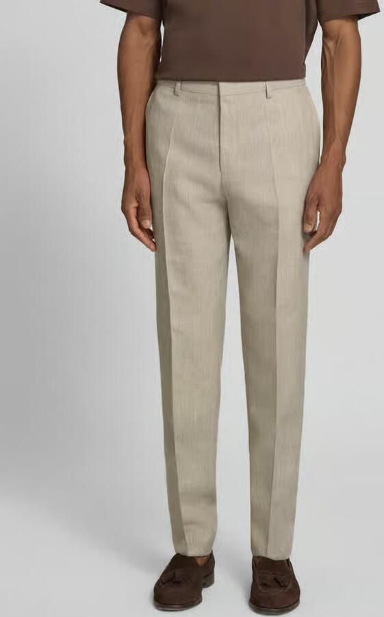 Boss regular fit pantalon van linnenmix model 'LEON' - Foto 2