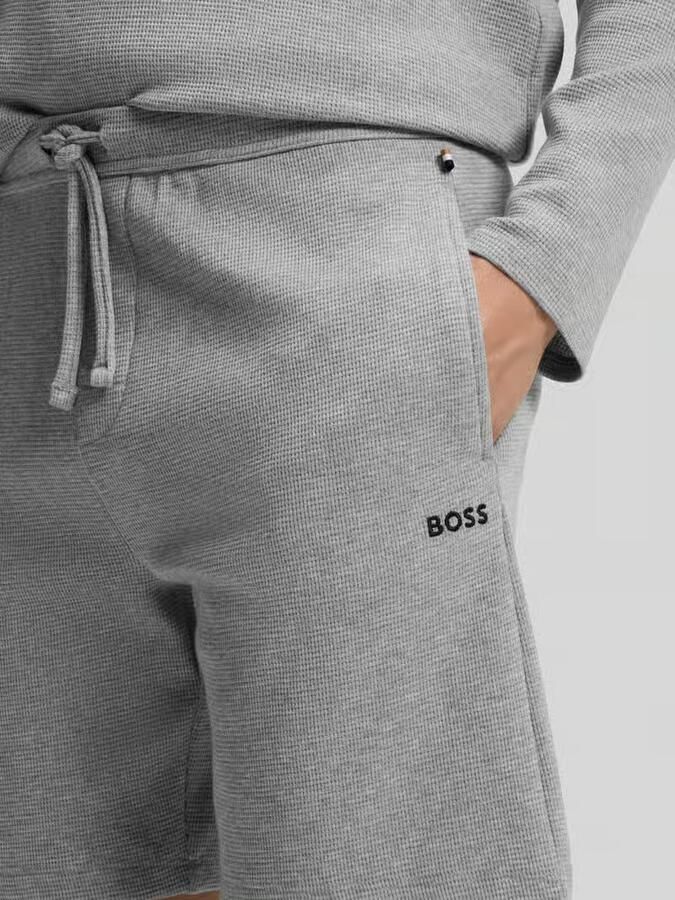 Boss Korte broek met labelstitching model 'WAFFLE'
