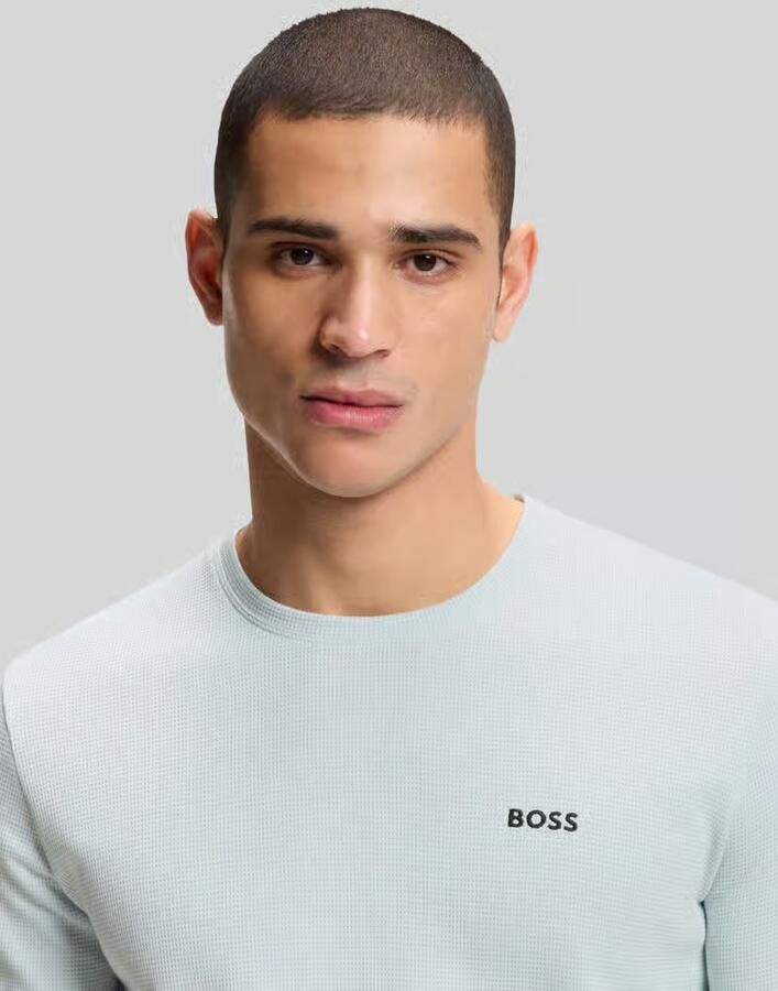 Boss Waffle T-Shirt Blauw- Heren Blauw